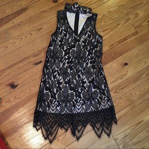 Black lace v choker dress